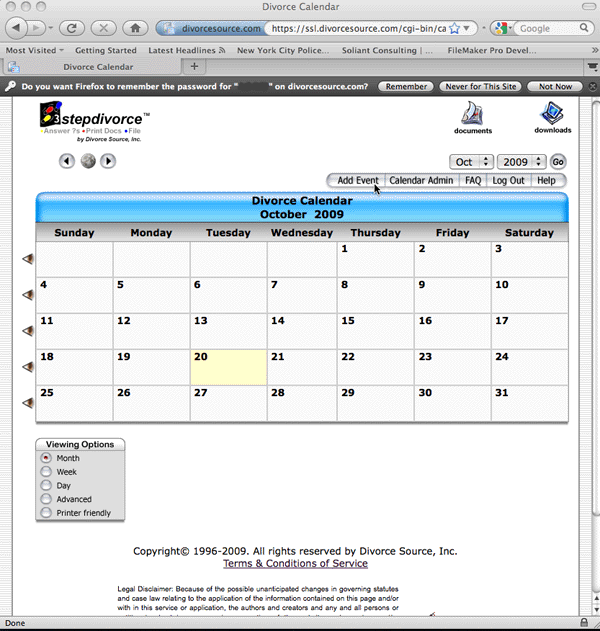 Online Divorce Calender