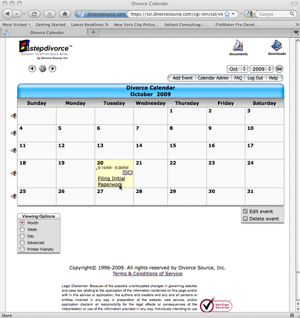 Online Divorce Calender